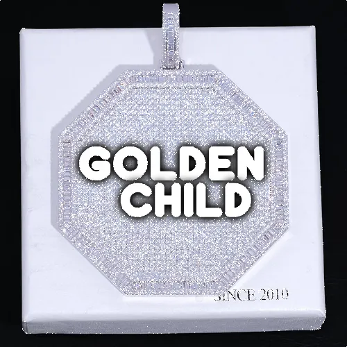 CUSTOM LETTER NECKLACE 3D BIG OCTAGON sold by The GUU Shop