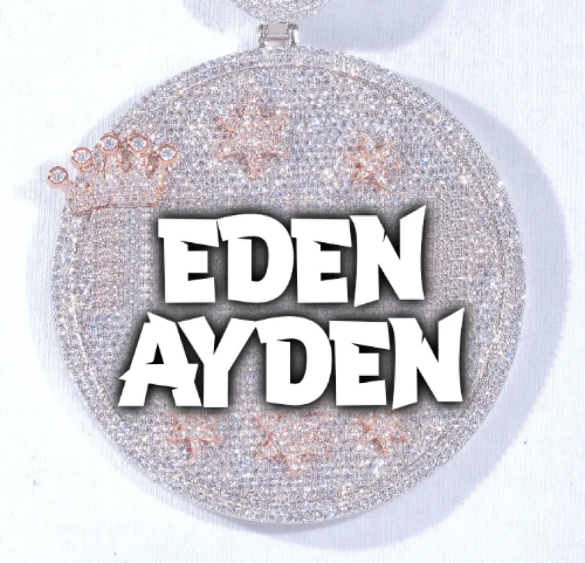 CUSTOM LETTER NECKLACE 3D BIG CROWN DISC sold by The GUU Shop