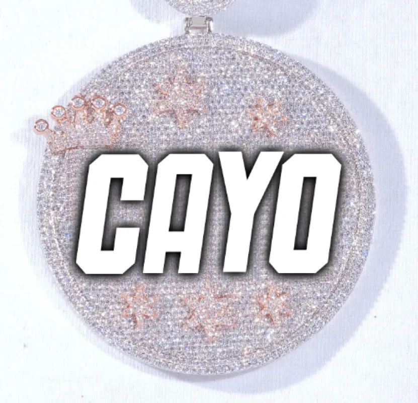 CUSTOM LETTER NECKLACE 3D BIG CROWN DISC sold by The GUU Shop