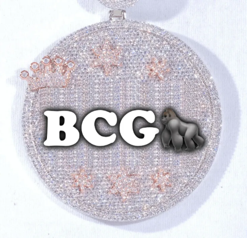 CUSTOM LETTER NECKLACE 3D BIG CROWN DISC sold by The GUU Shop