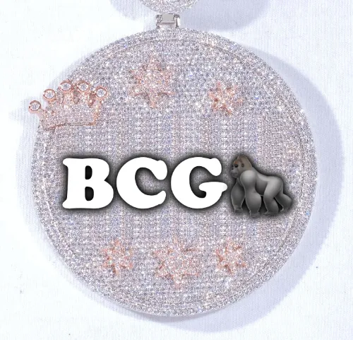 CUSTOM LETTER NECKLACE 3D BIG CROWN DISC sold by The GUU Shop