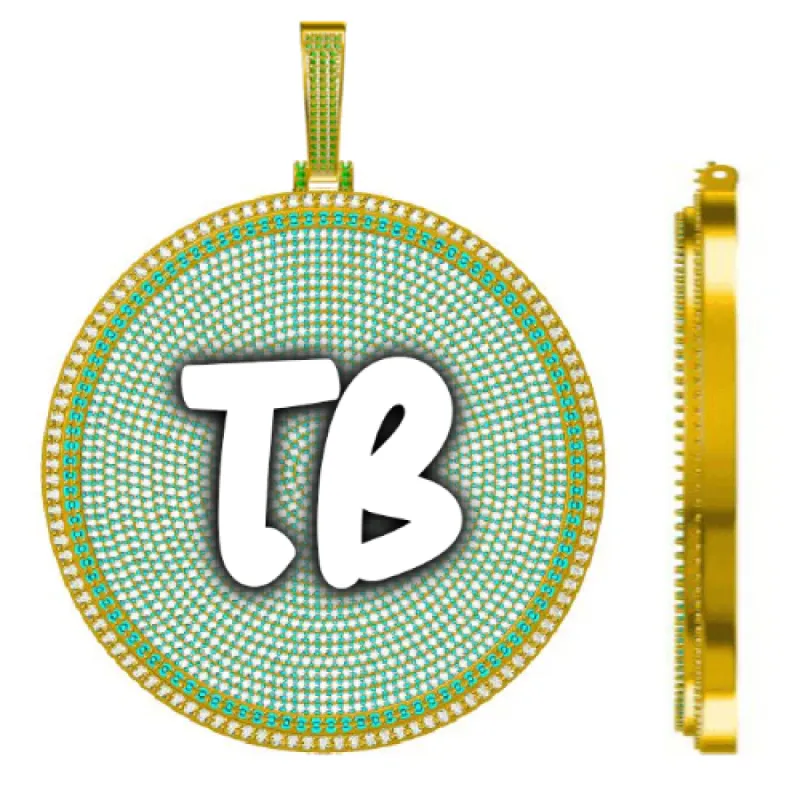 CUSTOM LETTER NECKLACE 3D BIG DISC sold by The GUU Shop