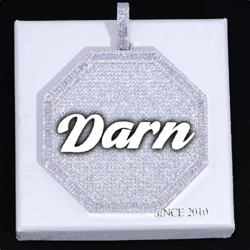 CUSTOM LETTER NECKLACE 3D BIG OCTAGON sold by The GUU Shop