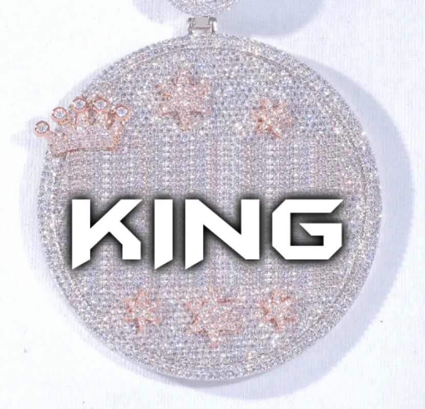 CUSTOM LETTER NECKLACE 3D BIG CROWN DISC sold by The GUU Shop