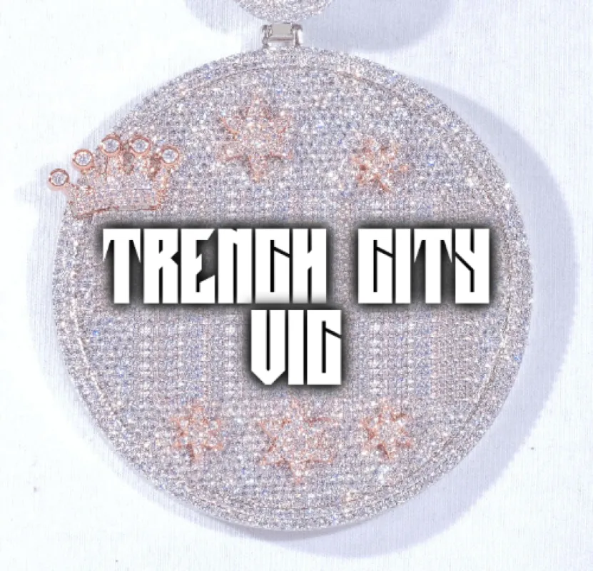 CUSTOM LETTER NECKLACE 3D BIG CROWN DISC sold by The GUU Shop