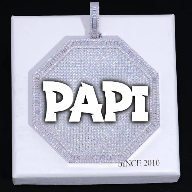 CUSTOM LETTER NECKLACE 3D BIG OCTAGON sold by The GUU Shop