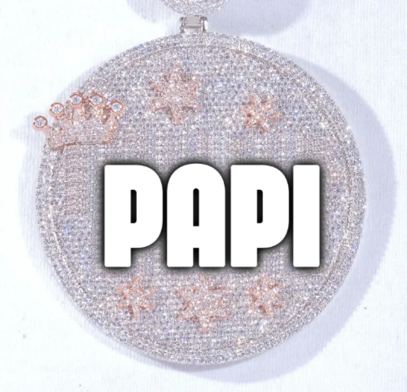 CUSTOM LETTER NECKLACE 3D BIG CROWN DISC sold by The GUU Shop