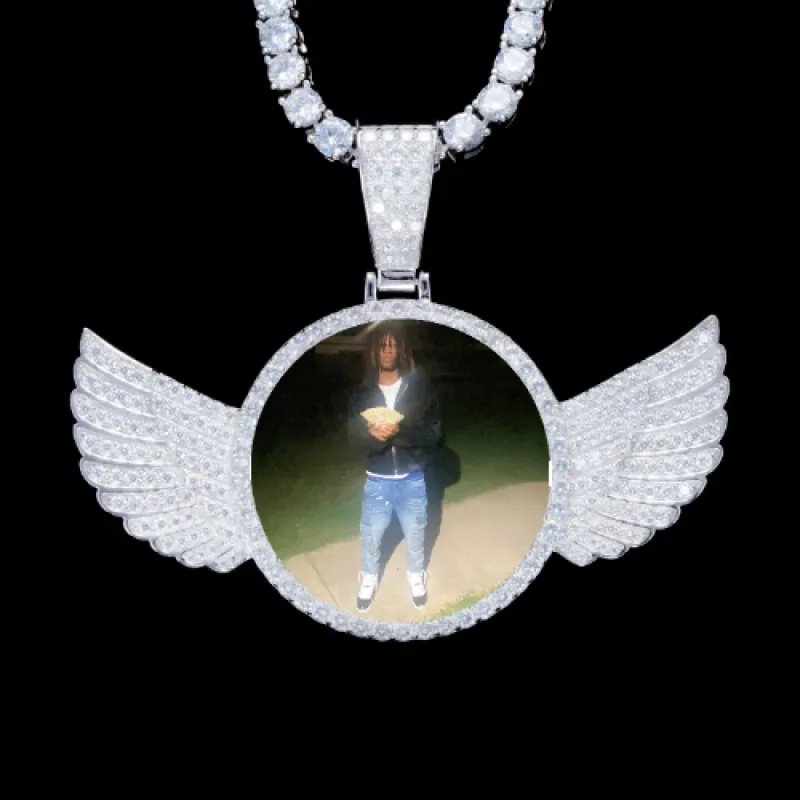 925S & VVS Moissanite 3D Wing Custom Picture Pendant sold by The GUU Shop