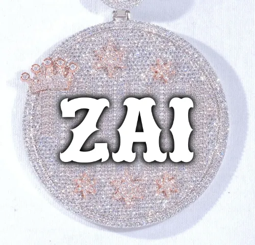 CUSTOM LETTER NECKLACE 3D BIG CROWN DISC sold by The GUU Shop
