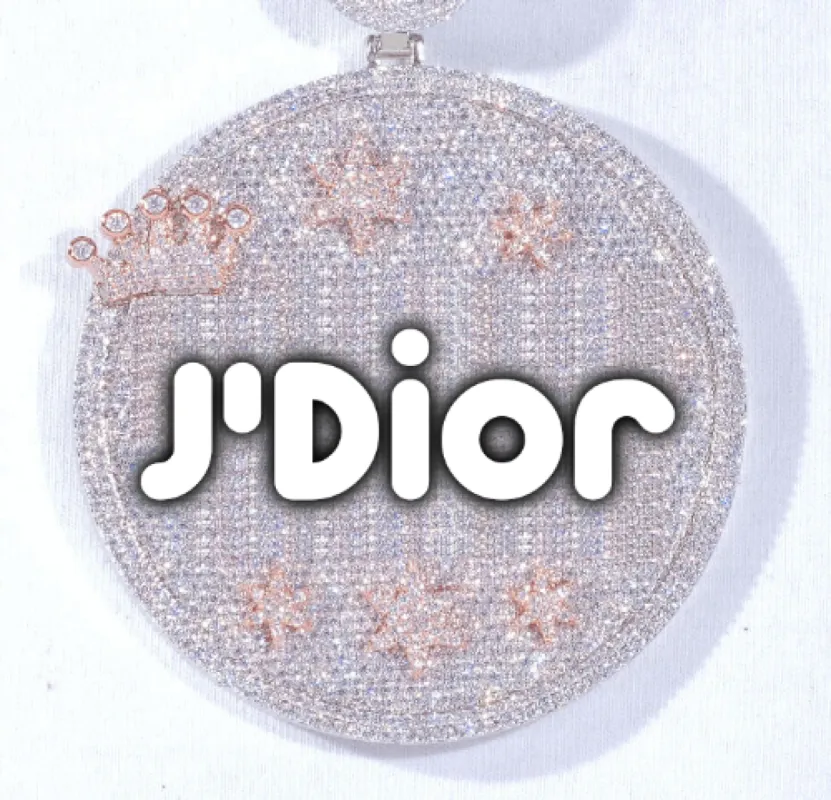 CUSTOM LETTER NECKLACE 3D BIG CROWN DISC sold by The GUU Shop