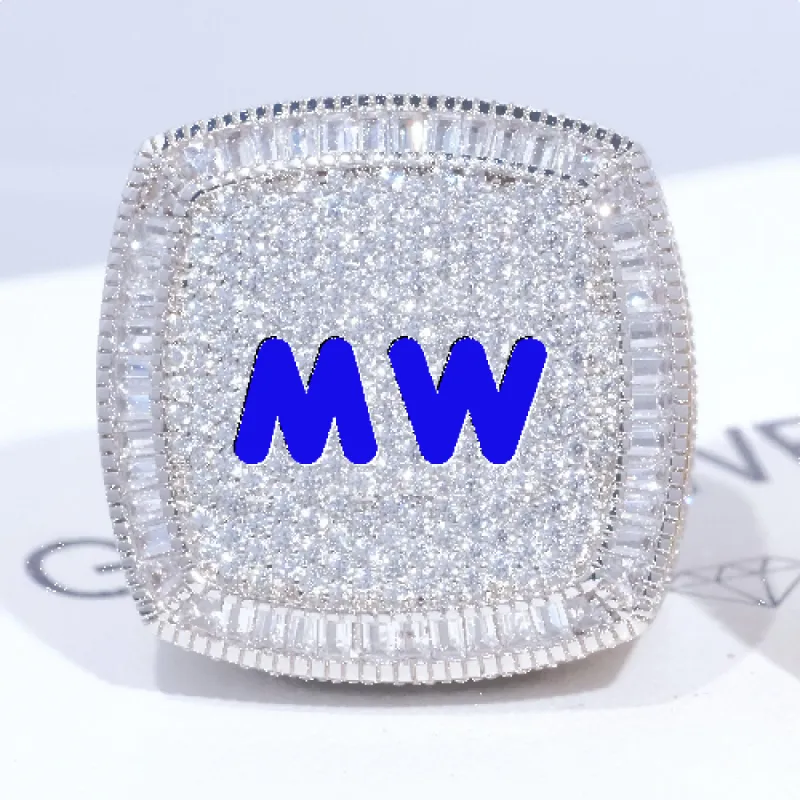 CUSTOM LETTER 3D ICED RING sold by The GUU Shop