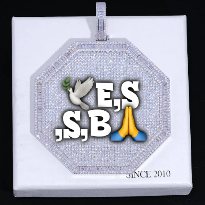 CUSTOM LETTER NECKLACE 3D BIG OCTAGON sold by The GUU Shop