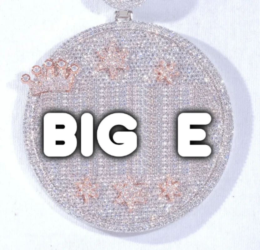 CUSTOM LETTER NECKLACE 3D BIG CROWN DISC sold by The GUU Shop