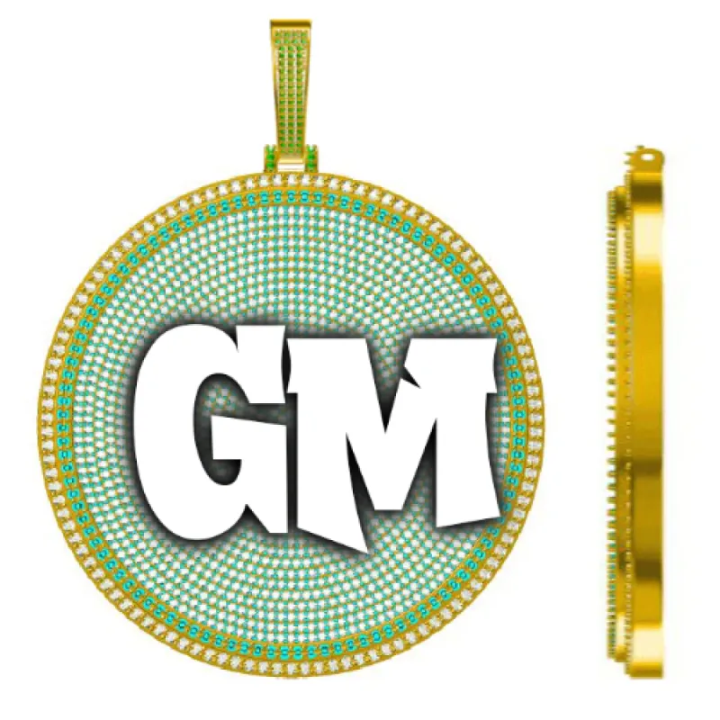 CUSTOM LETTER NECKLACE 3D BIG DISC sold by The GUU Shop