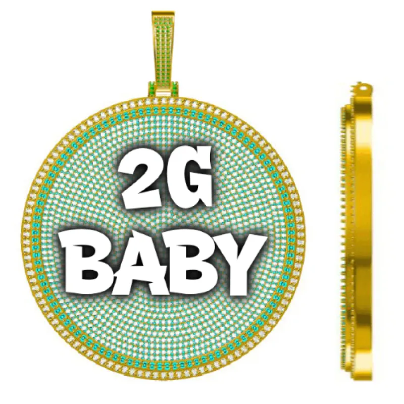 CUSTOM LETTER NECKLACE 3D BIG DISC sold by The GUU Shop