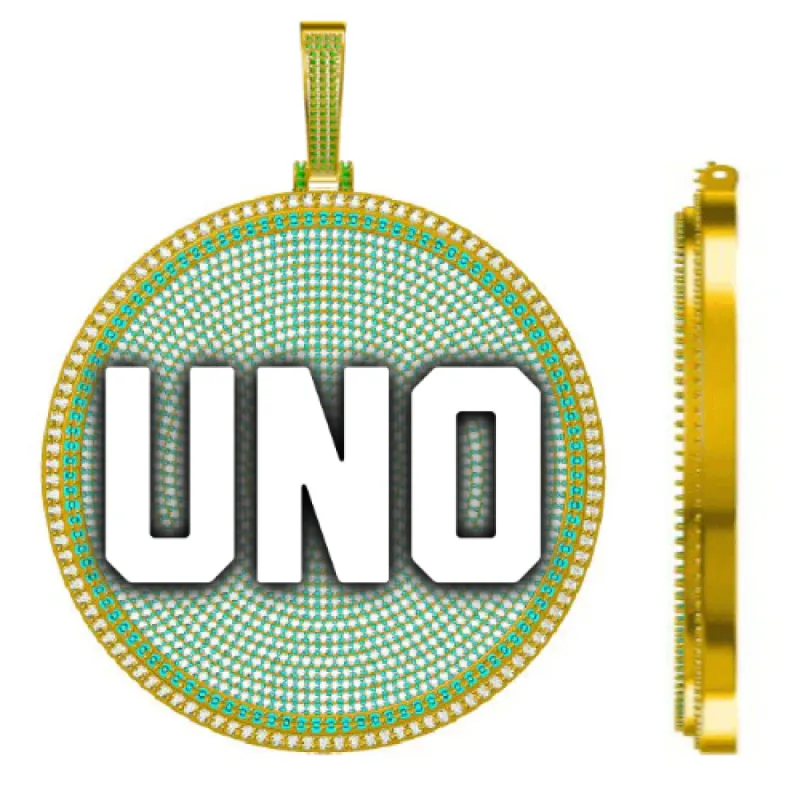 CUSTOM LETTER NECKLACE 3D BIG DISC sold by The GUU Shop