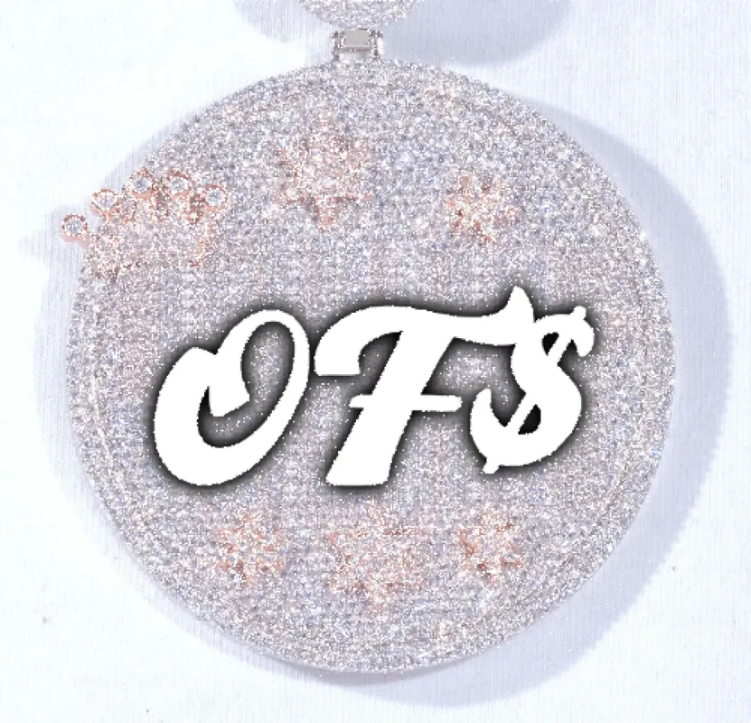 CUSTOM LETTER NECKLACE 3D BIG CROWN DISC made by The GUU Shop