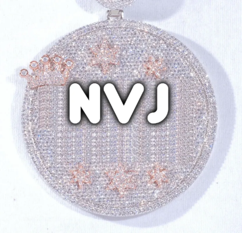 CUSTOM LETTER NECKLACE 3D BIG CROWN DISC sold by The GUU Shop