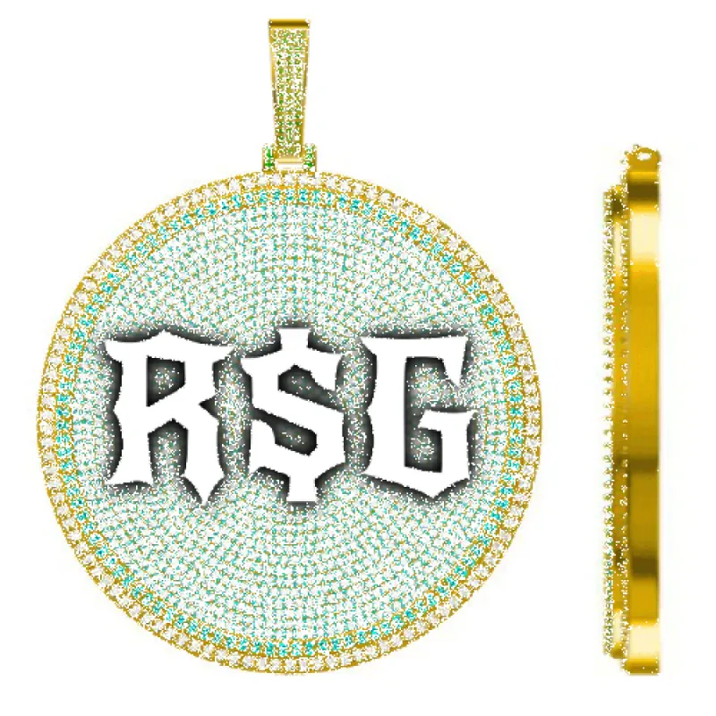 CUSTOM LETTER NECKLACE 3D BIG DISC sold by The GUU Shop