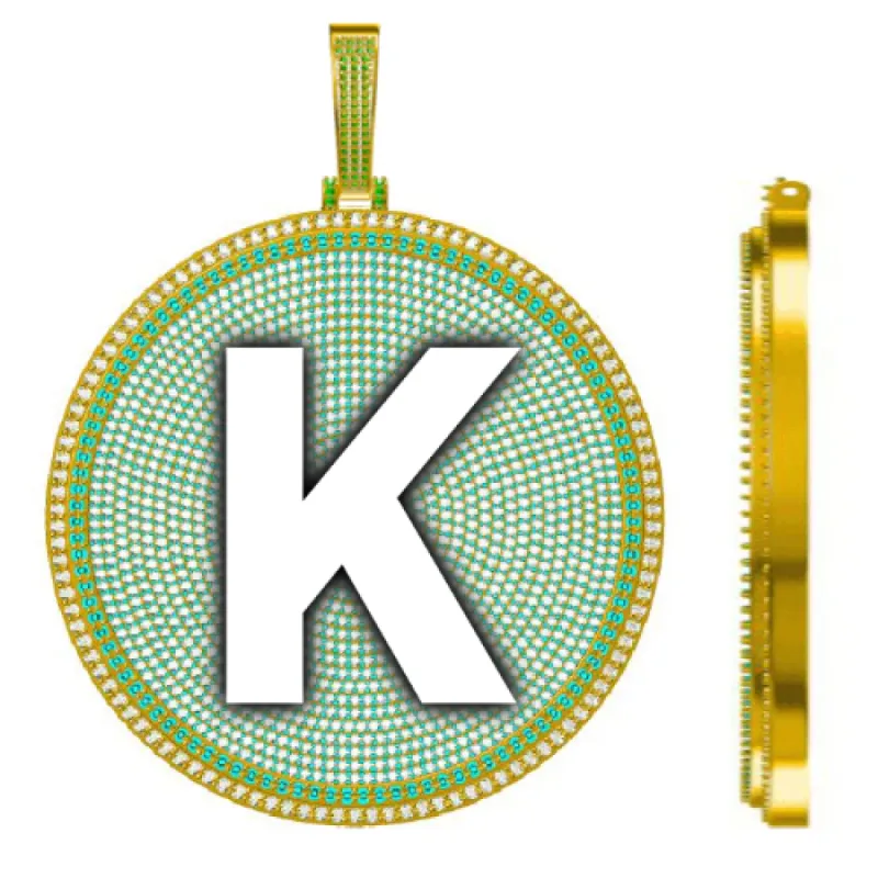 CUSTOM LETTER NECKLACE 3D BIG DISC sold by The GUU Shop