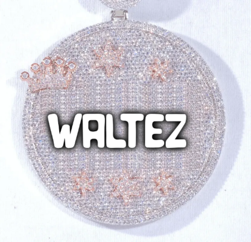 CUSTOM LETTER NECKLACE 3D BIG CROWN DISC sold by The GUU Shop