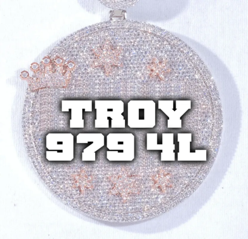 CUSTOM LETTER NECKLACE 3D BIG CROWN DISC sold by The GUU Shop