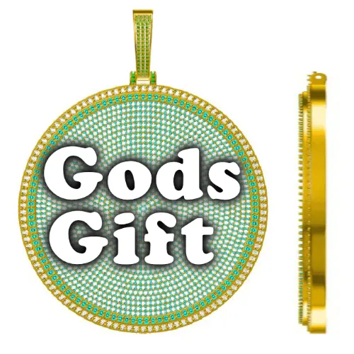 CUSTOM LETTER NECKLACE 3D BIG DISC sold by The GUU Shop