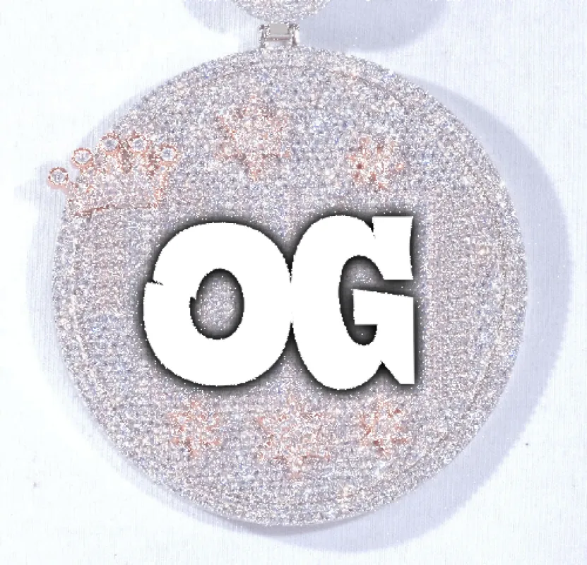 CUSTOM LETTER NECKLACE 3D BIG CROWN DISC sold by The GUU Shop