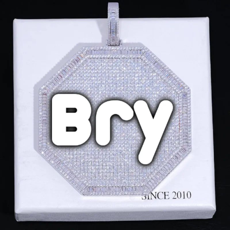 CUSTOM LETTER NECKLACE 3D BIG OCTAGON sold by The GUU Shop