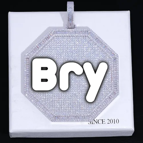 CUSTOM LETTER NECKLACE 3D BIG OCTAGON sold by The GUU Shop