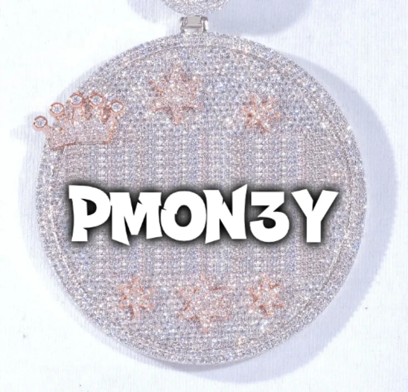 CUSTOM LETTER NECKLACE 3D BIG CROWN DISC sold by The GUU Shop