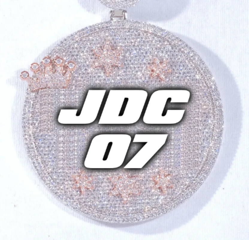 CUSTOM LETTER NECKLACE 3D BIG CROWN DISC sold by The GUU Shop