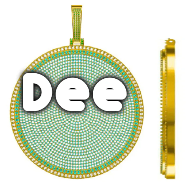 CUSTOM LETTER NECKLACE 3D BIG DISC sold by The GUU Shop