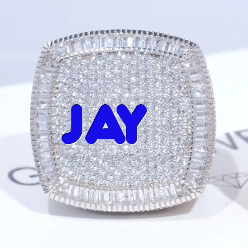 CUSTOM LETTER 3D ICED RING sold by The GUU Shop