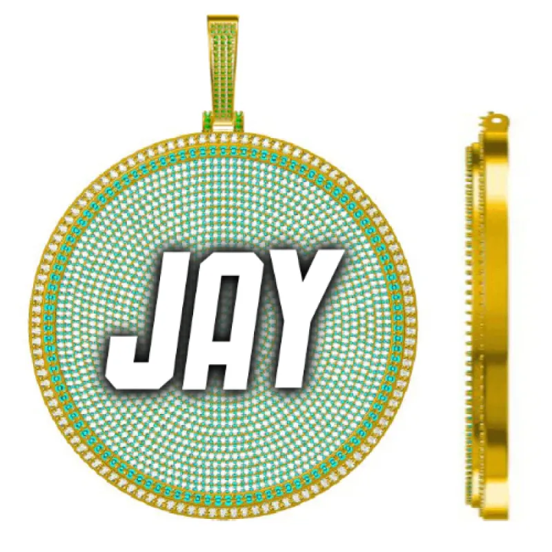 CUSTOM LETTER NECKLACE 3D BIG DISC sold by The GUU Shop