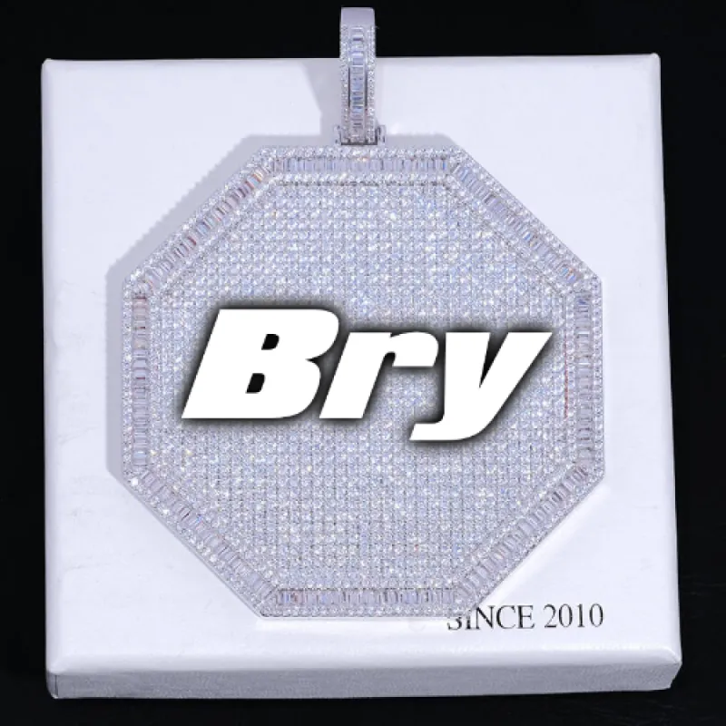 CUSTOM LETTER NECKLACE 3D BIG OCTAGON sold by The GUU Shop