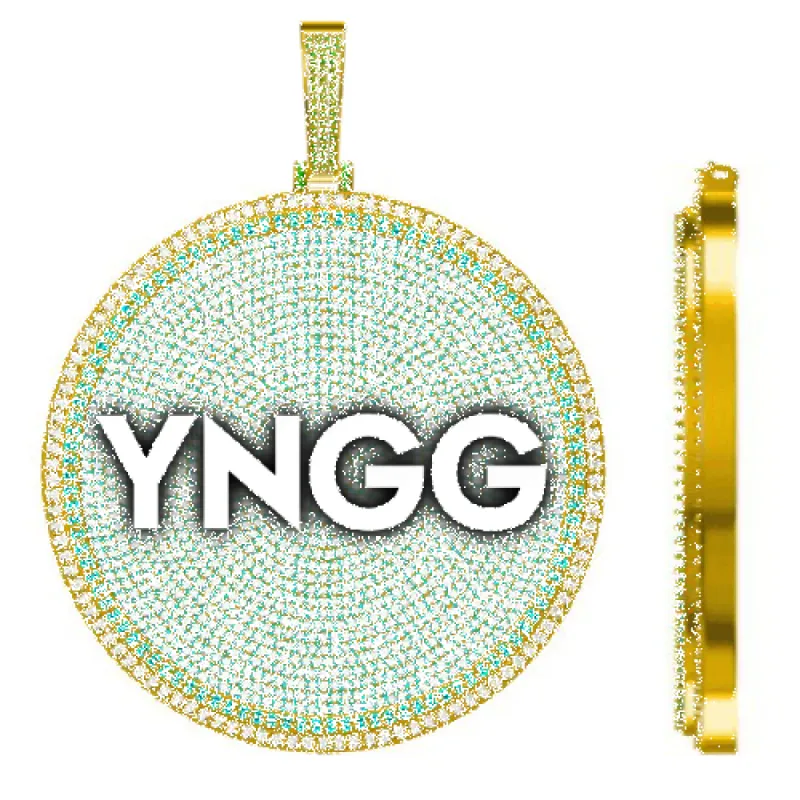 CUSTOM LETTER NECKLACE 3D BIG DISC sold by The GUU Shop