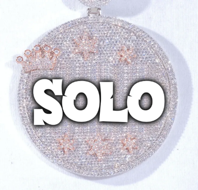 CUSTOM LETTER NECKLACE 3D BIG CROWN DISC sold by The GUU Shop