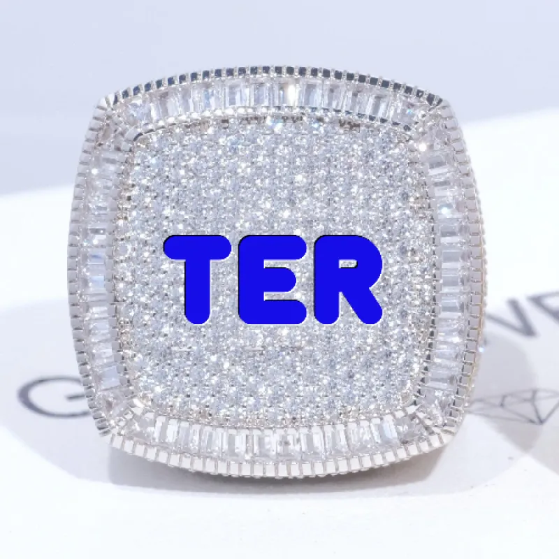 CUSTOM LETTER 3D ICED RING sold by The GUU Shop