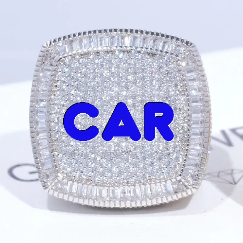 CUSTOM LETTER 3D ICED RING sold by The GUU Shop