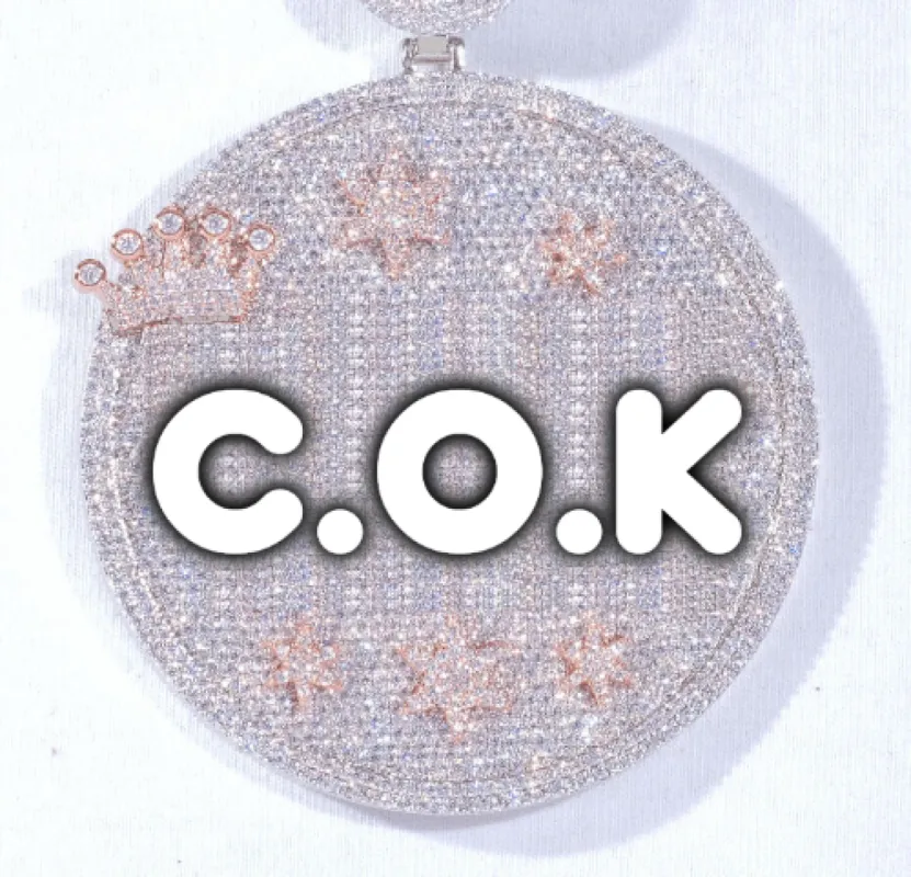 CUSTOM LETTER NECKLACE 3D BIG CROWN DISC sold by The GUU Shop