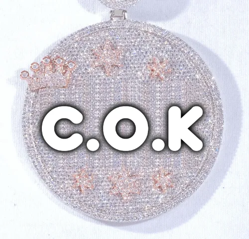 CUSTOM LETTER NECKLACE 3D BIG CROWN DISC sold by The GUU Shop