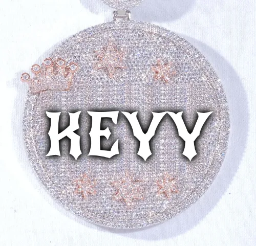 CUSTOM LETTER NECKLACE 3D BIG CROWN DISC sold by The GUU Shop
