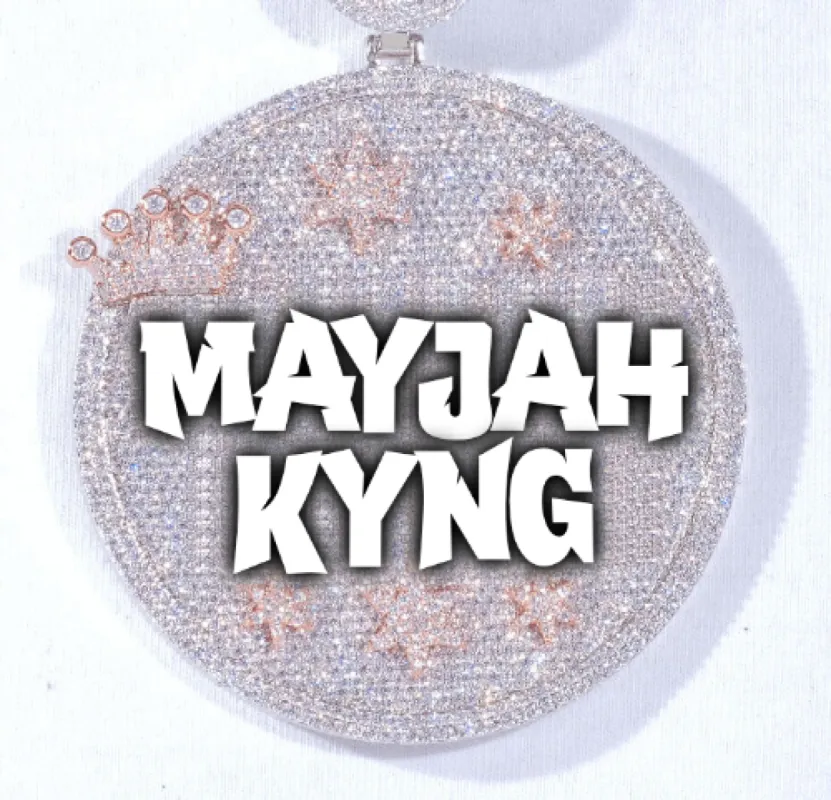 CUSTOM LETTER NECKLACE 3D BIG CROWN DISC sold by The GUU Shop