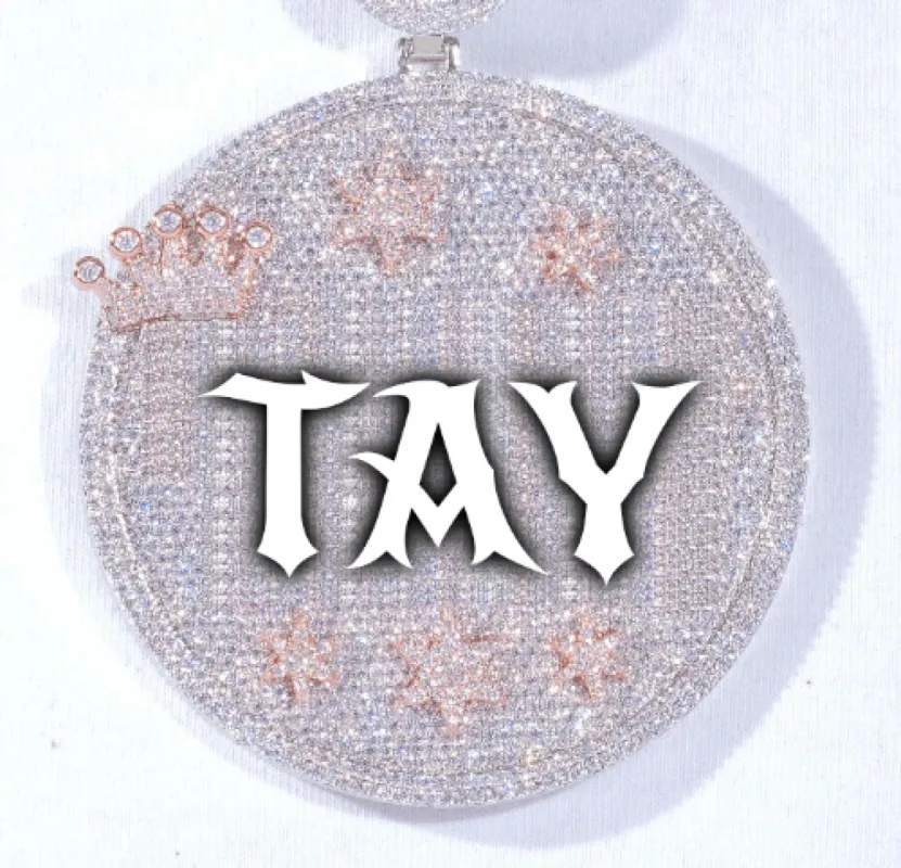 CUSTOM LETTER NECKLACE 3D BIG CROWN DISC sold by The GUU Shop