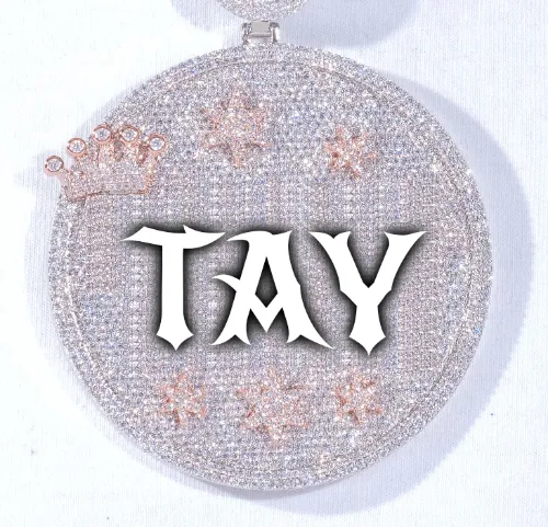 CUSTOM LETTER NECKLACE 3D BIG CROWN DISC sold by The GUU Shop