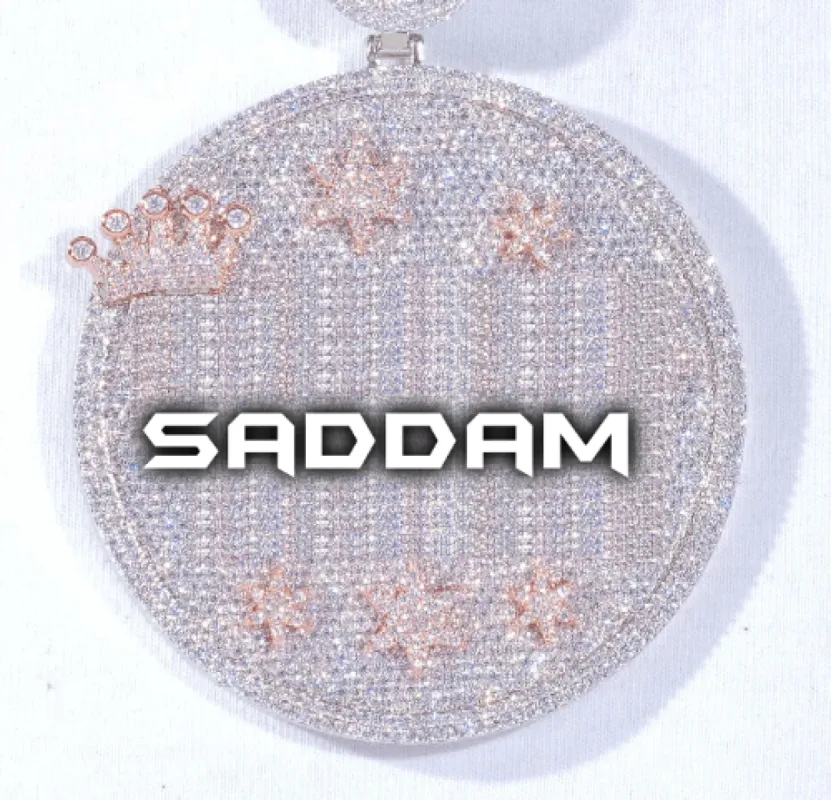 CUSTOM LETTER NECKLACE 3D BIG CROWN DISC sold by The GUU Shop