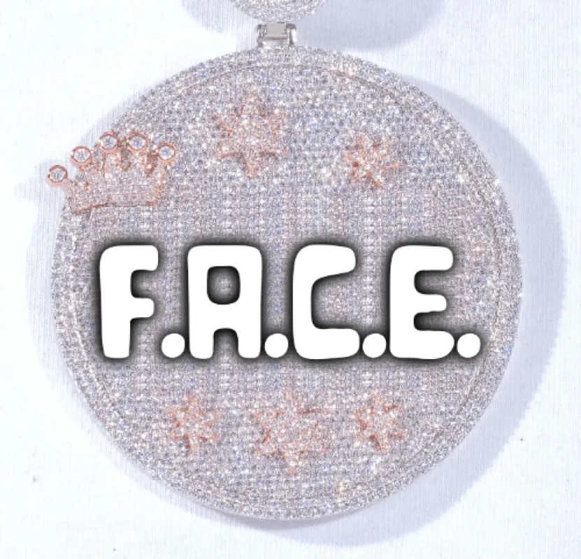 CUSTOM LETTER NECKLACE 3D BIG CROWN DISC sold by The GUU Shop