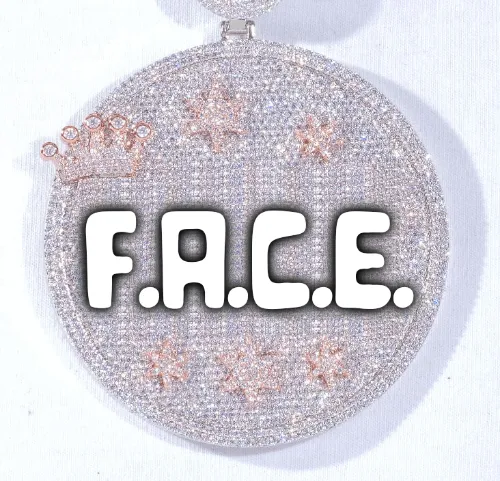 CUSTOM LETTER NECKLACE 3D BIG CROWN DISC sold by The GUU Shop