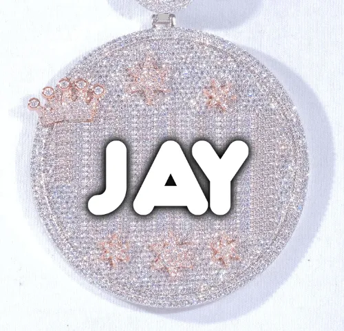 CUSTOM LETTER NECKLACE 3D BIG CROWN DISC sold by The GUU Shop